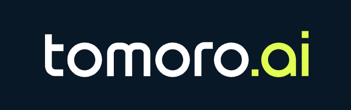 Tomoro.ai logo with 'tomoro' in white and 'ai' in lime green on a dark background.
